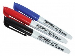 Faithfull Fibre Tip Marker Pen Mixed (Pack 3) £4.19